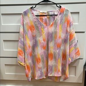 Colorful V-Neck Women's Top